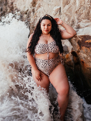 Plus Size Spotted Bikini Top