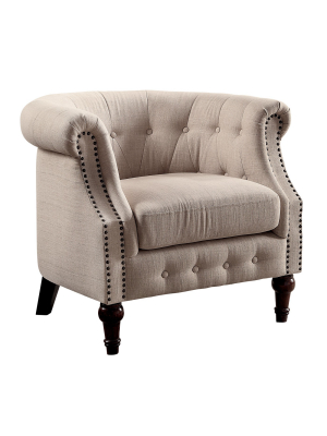 Escalante Contemporary Button Tufted Accent Chair Ivory - Iohomes