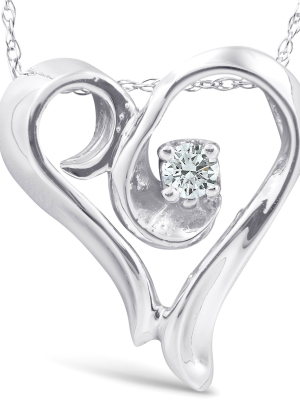 Pompeii3 14k White Gold Fancy Heart Shape Solitaire Diamond Pendant Necklace