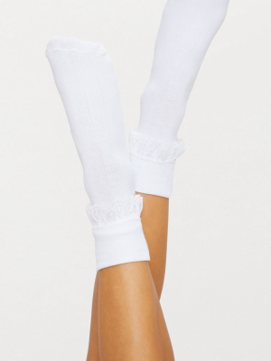 White Lace Frill Ankle Socks