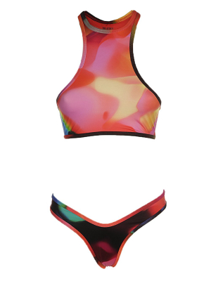 The Attico Abstract Printed Racerback Two-piece Bikini Set