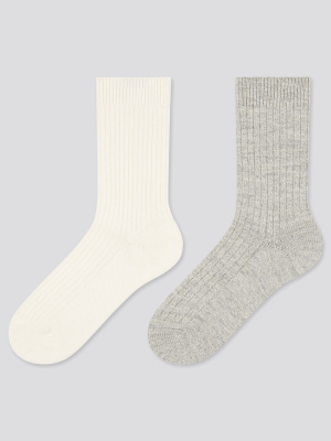 Women Heattech Ribbed Socks (2 Pairs)