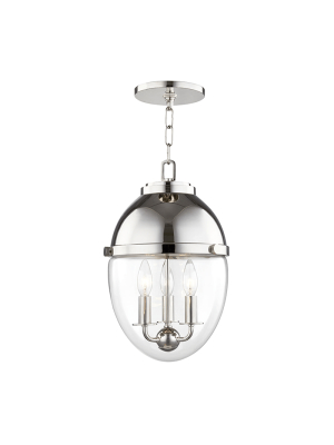 Hudson Valley Lighting Kennedy 3-bulb Pendant - Polished Nickel & Clear