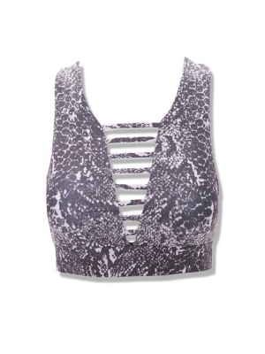 Active Snake Print Ladder-cutout Sports Bra