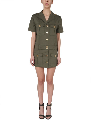 Balmain Button Embellished Short-sleeve Mini Dress