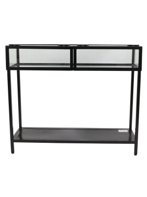 Claira Glass And Metal Console Table Black - Décor Therapy