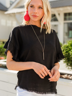 Find You Out Black Linen Top