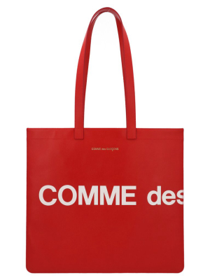 Comme Des Garçons Wallet Huge Logo Print Tote Bag