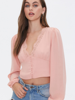 Plunging Lace-trim Top