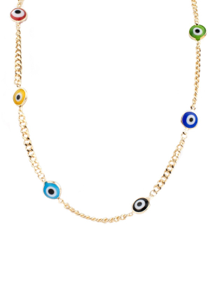 Sterling Evil Eye Chain Necklace