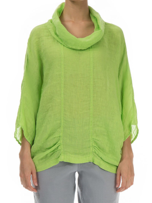 Cowl Neck Lime Linen Blouse