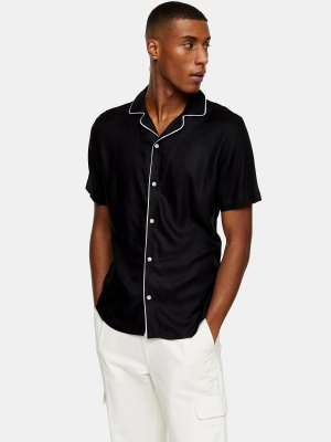 Black Piped Revere Shirt