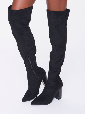 Faux Suede Block Heel Boots