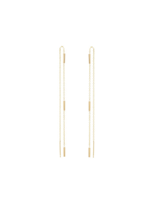 14k 3 Tiny Bars Threader Earrings