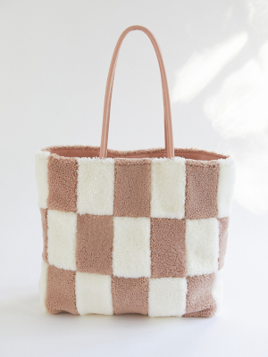 Primecut Blush Blocks Shearling Tote Bag