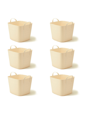 Life Story Tub 25l Tan Tub Basket 6.6 Gal Plastic Storage Tote Bin W/ Carry Handles, Tan (6 Pack)