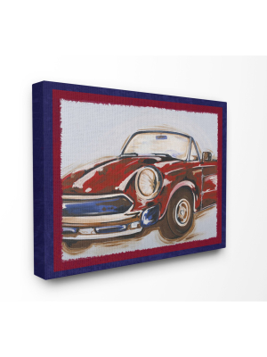 Blue And Red Vintage Car Oversized Stretched Canvas Wall Art (30"x40"x1.5") - Stupell Industries