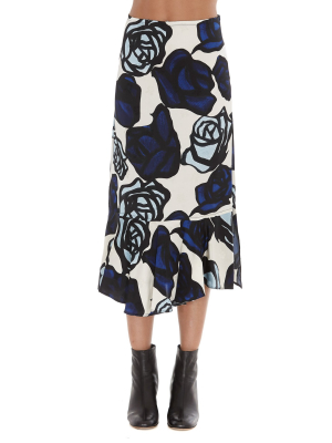 Marni Floral Print Midi Skirt