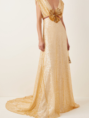 Crystal-embellished Embroidered Chiffon Gown