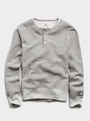 Champion Henley Sweatshirt In Light Grey Mix