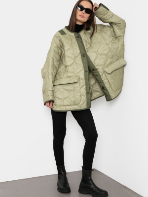 Teddy Quilted Jacket - Moss Green