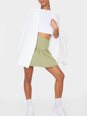 Sage Check Pleated Skater Skort