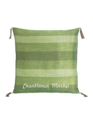 Green Striped Silk/wool Pillow