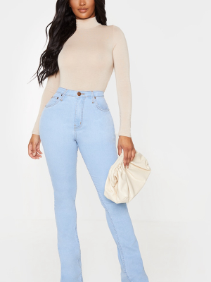 Shape Light Blue Wash Stretch Denim Flared Jean