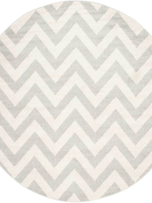 Amherst Chevron Light Gray/beige Round Rug