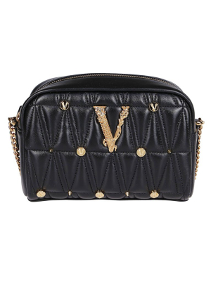 Versace Logo Plaque Quilted Crossbody Bag