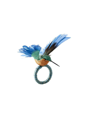 Kim Seybert Humm Napkin Ring In Blue & Green - Set Of 4