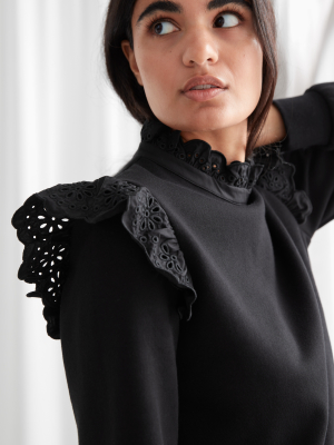 Ruffled Broderie Anglaise Sweater