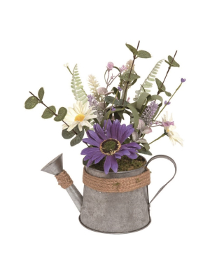 Transpac Metal 14 In. Multicolor Spring Faux Spring Flowers In Watering Can