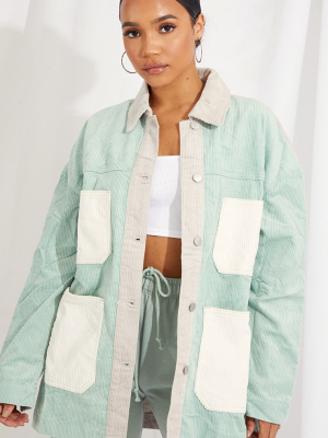 Two Tone Oversized Cord Shacket