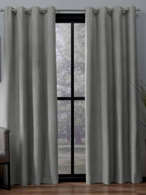 London Thermal Textured Linen Grommet Top Blackout Window Curtain Panel - Exclusive Home™