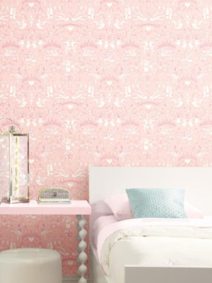 Ballet Toile Wallpaper In Bright Pink From The A Perfect World Collection By York Wallcoverings