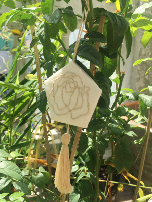 Hand-embroidered White Rose Flower Trinket