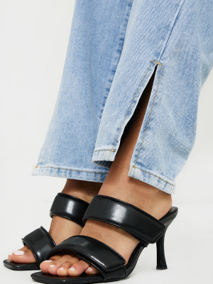 Black Velcro Twin Strap Mule Heels