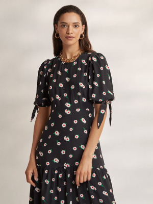 Heather Black Daisy Midi Dress