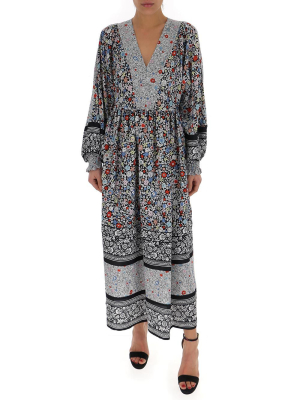 See By Chloé Floral Print Flared Midi Dress