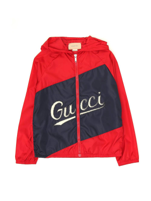 Gucci Kids Logo Script Hooded Jacket