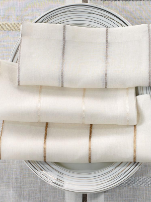 Bodrum Metallic Thread Napkin - Pearl - Set Of 4