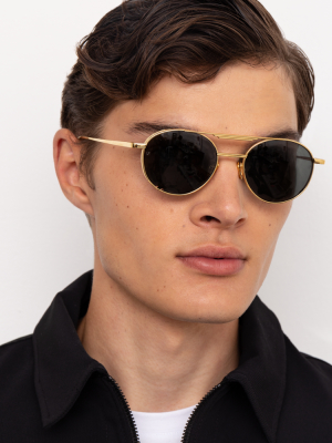 Lou Oval Sunglasses In Yellow Gold
