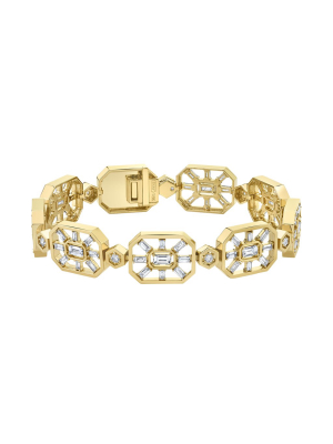 Burst Baguette Diamond Bracelet - Yellow Gold