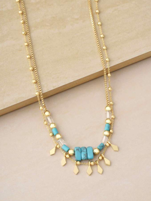 Desert Dreamer Turquoise Layered 18k Gold Plated Necklace