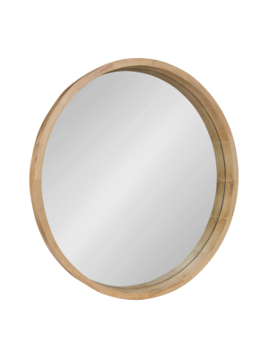 30" X 30" Hutton Round Wood Wall Mirror Natural - Kate And Laurel