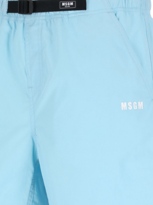 Msgm Logo Printed Shorts