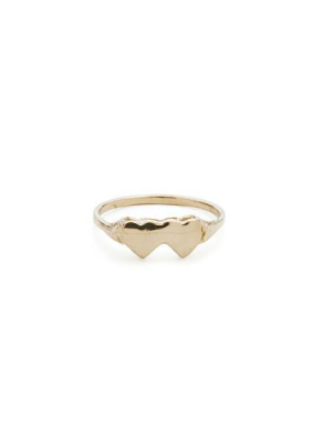 Double Heart Ring / 14kt Yellow Gold