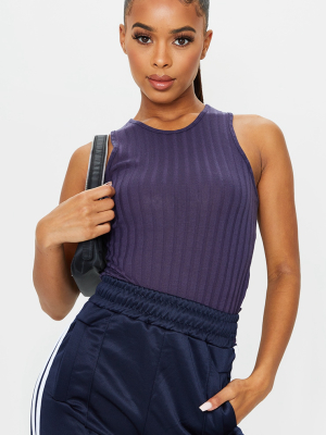 Navy Ribbed Racerback Vest