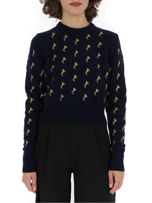 Chloé Horse Embroidered Knitted Sweater